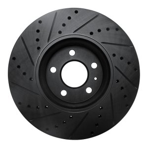 Audi A4 Brake Rotor (1) - Front Right - R1 Concepts - Drilled & Slotted - Black - `11-`17